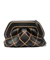 Themoirè Check Pattern Clutch In Black