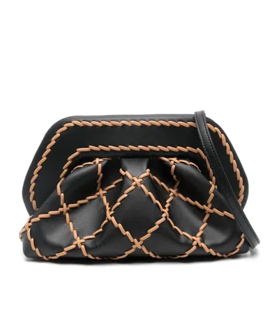Themoirè Check Pattern Clutch In Black