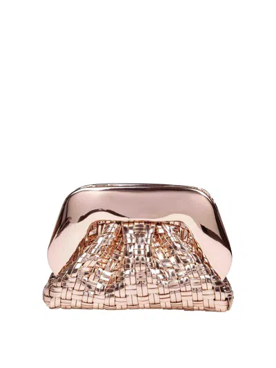 Themoirè Clutch Bag In Vegan Fabric In Gold