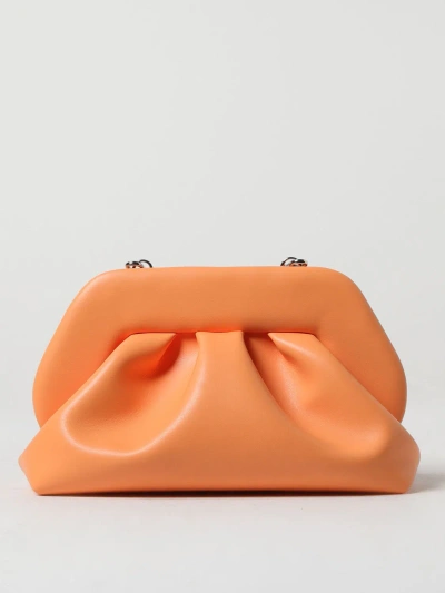 Themoirè Orange Synthetic Leather Clutch For Women