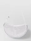 Themoirè Crystal Decorated Half-moon Clutch Bag In White