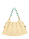 Themoirè Beaded Handle Pleated Design Bag