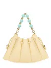 Themoirè Beaded Handle Pleated Design Bag In Neutral