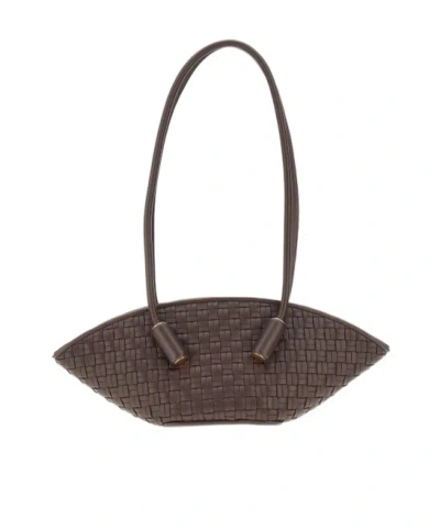 Themoirè Double Handle Shoulder Bag In Brown