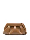 Themoirè Vegan Leather Clutch Pleat Detailing In Brown