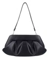 Themoirè Pleated Rectangular Shoulder Bag With Detachable Strap In Black