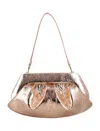 Themoirè Shiny Texture Top Handle Bag In Rose Gold