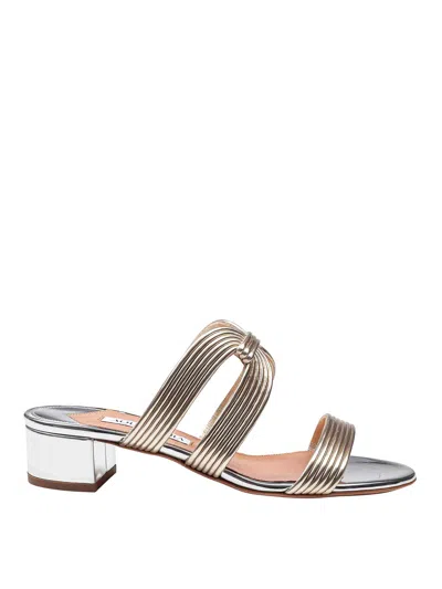 Themoirè Esencia 35 Mule In Laminated Leather In Gold