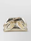 Themoirè Folded Metallic Clutch Bag With Detachable Strap