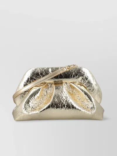 Themoirè Folded Metallic Clutch Bag With Detachable Strap