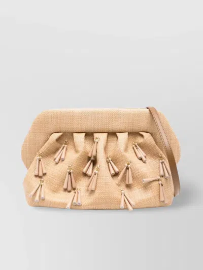 Themoirè Fringe Paper Bios Clutch Bag With Tassel