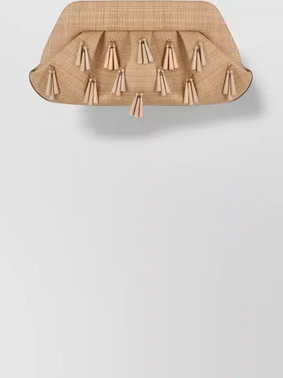 THEMOIRÈ FRINGED RAFFIA CLUTCH BAG