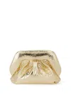 Themoirè Gold Mirror Vegan Leather Clutch With Unique Crinkled Design In Gold