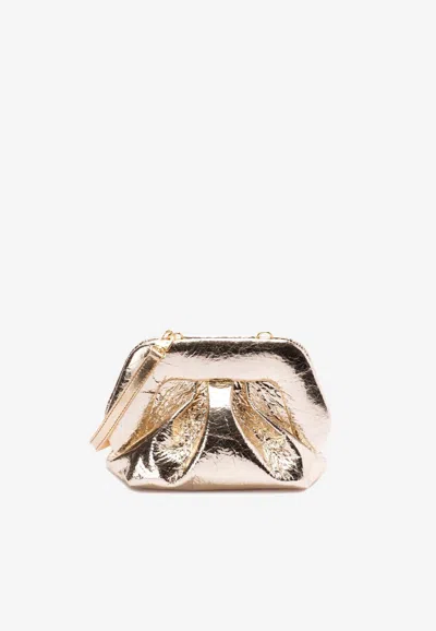 Themoirè Gea Crinkled Clutch Bag In Gold