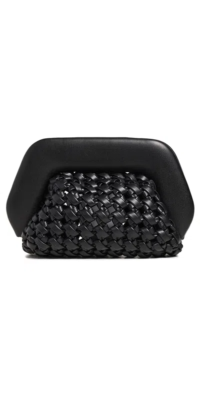 Themoirè Gea Knots Faux Leather Clutch In Black