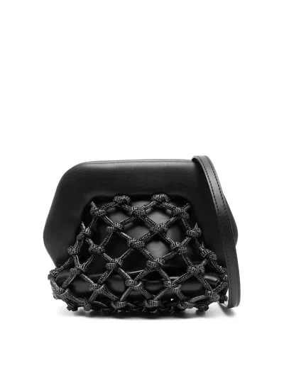 Themoirè Gea Knots Strass Clutch Bag In Black