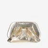 Themoirè Metallic Folded Clutch Detachable Strap In Gold