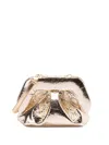 Themoirè Pineapple Cross Body Bag With Pleat Detailing In Gold