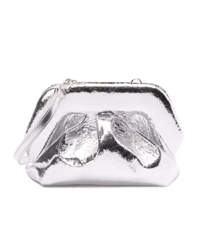 Themoirè Metallic Effect Shouler Bag In White