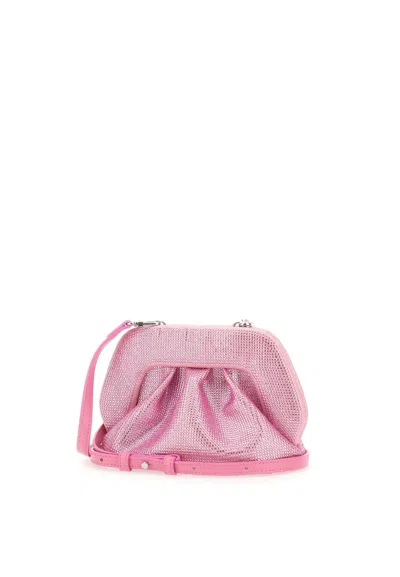 Themoirè Gea Strass Vegan Leather Clutch Bag In Pink
