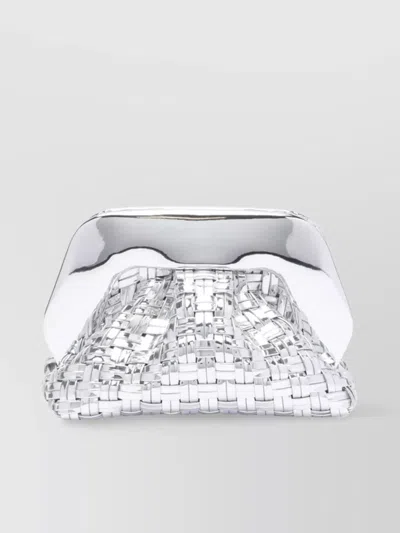 Themoirè Handcrafted Cross-body Bag Metallic Finish In White
