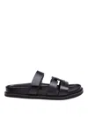 Themoirè Ines Sport Double T Slide In Black Leather In Black