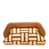 Themoirè Large Raffia Clutch In Leather And Caramel In Brown