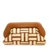 Themoirè Large Raffia Clutch In Leather And Caramel In Brown