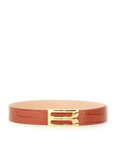 Themoirè Leather Belt In Light Brown