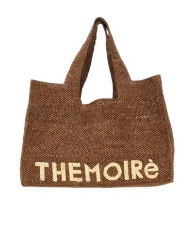 Themoirè Letter Logo Tote Bag In Brown