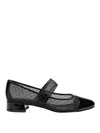 Themoirè Mary Jane Shoe In Black Polka Dot Mesh In Black