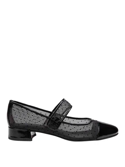 Themoirè Mary Jane Shoe In Black Polka Dot Mesh