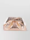 Themoirè Metallic Crinkled Fold-over Clutch With Detachable Strap
