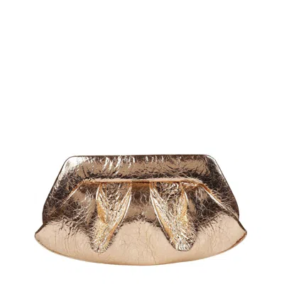 Themoirè Metallic Effect Clutch Bag In Pineapple Rose Gold