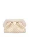 Themoirè Handbag With Adaptable Strap And Woven Texture In Neutral