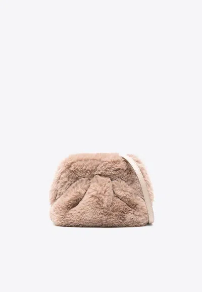Themoirè Mini Gea Faux Fur Clutch In Beige