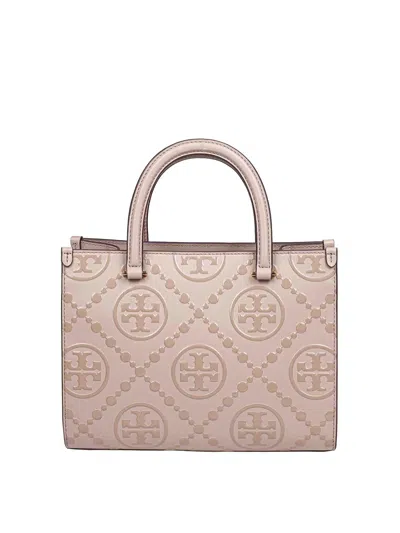 Themoirè Monogram Leather Tote Bag In Clay Color In Brown