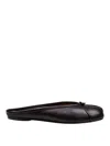 Themoirè Mule Ballerina In Black Leather In Black