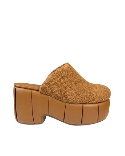 Themoirè Mules "sybil Coral" Toffee In Brown