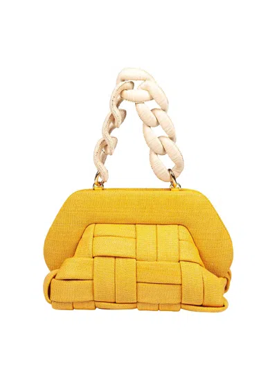 Themoirè Ocher Yellow Canvas Clutch Bag