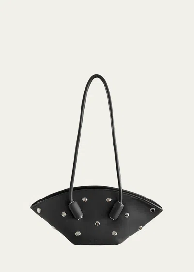 Themoirè Olimipa Studded Vegan Fabric Shoulder Bag In Black