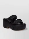 Themoirè Padded Wedge Platform Sandals With Two Bands In Black