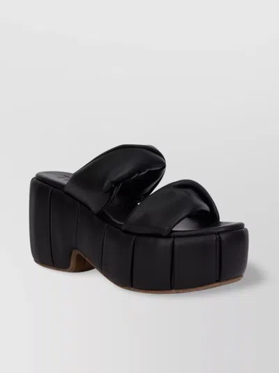 THEMOIRÈ PADDED WEDGE PLATFORM SANDALS WITH TWO BANDS