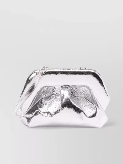 Themoirè Pineapple Cross Body Bag With Pleat Detailing In Silver