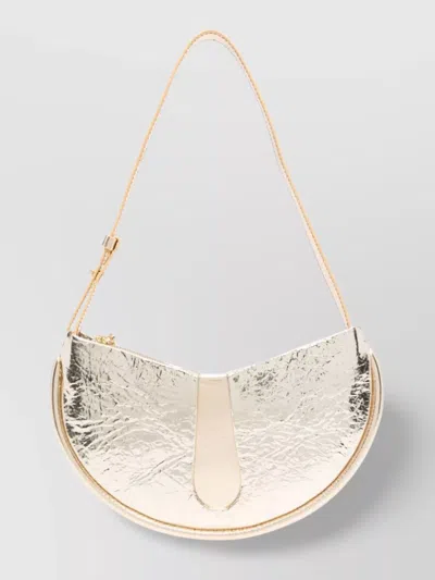 Themoirè Pineapple Fabric Half-moon Shoulder Bag In Neutrals