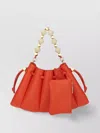 Themoirè Pleated Beaded Handle Shoulder Bag