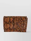 Themoirè Pleated Python Print Clutch Bag In Neutrals
