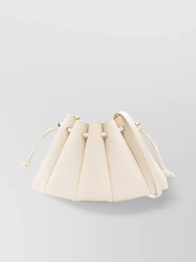 Themoirè Pleated Shoulder Bag Adjustable Strap In Neutral