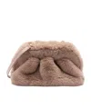 Themoirè Mini Gea Faux Fur Clutch In Brown