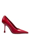 Themoirè Ruby Red Leather Pumps In Red